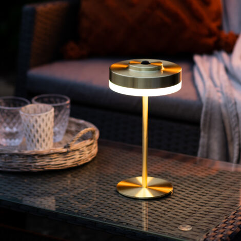 Auraglow Kensington Rechargeable Outdoor Table Lamp Brass