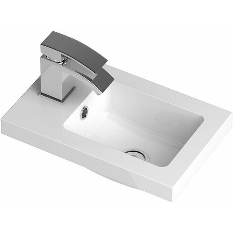 Vasari Beacon Compact Grey Gloss Wall Hung Cloakroom Vanity Unit Basin