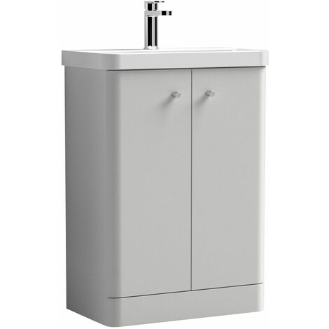 Vasari Centro Mm Grey Gloss Mist Floorstanding Vanity Unit Basin