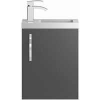 Vasari Beacon Compact Grey Gloss Wall Hung Cloakroom Vanity Unit Basin