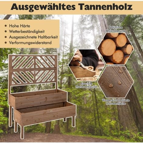 Costway Blumenkasten Mit Spalier Aus Tannenholz Gartenspalier Mit