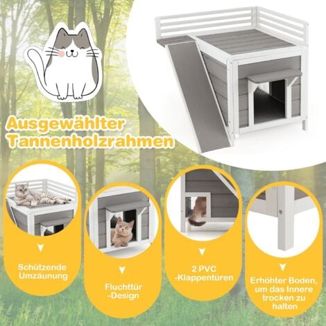 Costway Hundeh Tte Outdoor Indoor Hundehaus Holz Katzenhaus Mit