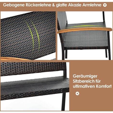 COSTWAY Gartenbank Polyrattan Parkbank Rattanbank Outdoor Sitzbank