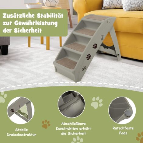 Costway Rutschfeste Hundetreppe Klappbar Mit Halterung Stufen