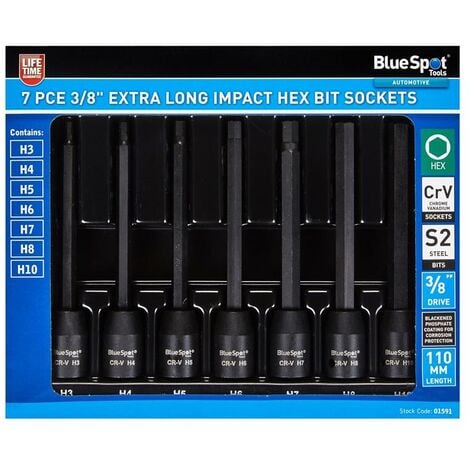 Bluespot Impact Hex Extra Long Pc Star Bit Socket Set H H