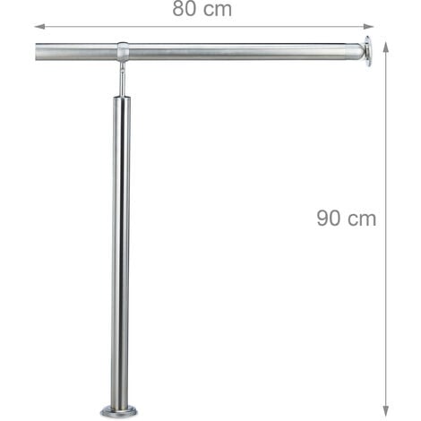 Relaxdays Treppengeländer Edelstahl für Drinnen und Draußen 80 x 90