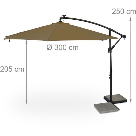 Relaxdays Ampelschirm Mit Kurbel Cm Led Beleuchtung