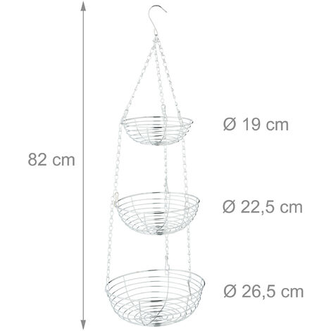 Relaxdays Étagère à fruits et légumes suspendue 3 niveaux métal
