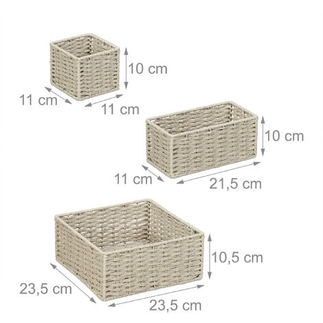 Relaxdays 4 paniers de rangement 3 tailles différentes pour larmoire