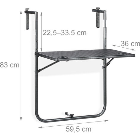 Relaxdays Table balcon suspendue pliante réglable en hauteur 3