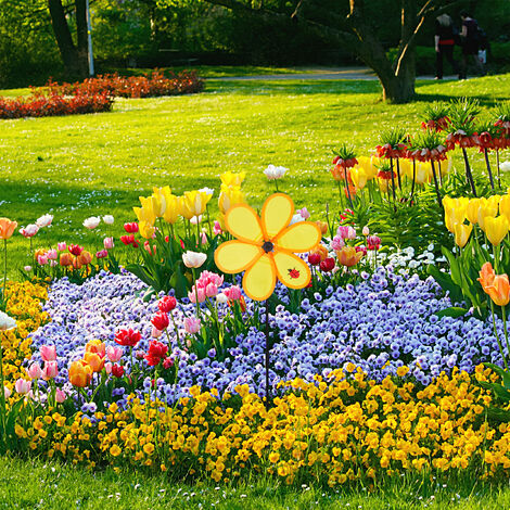 Relaxdays Moulin à vent en forme de fleur pour jardins et extérieurs