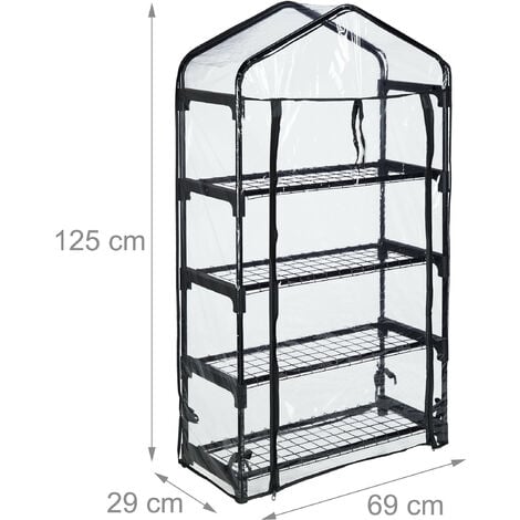 Relaxdays Serre pour balcon bâche en PVC structure acier 4 étagères