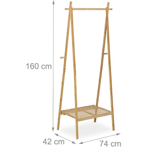 Relaxdays Portemanteau En Bambou Pliable Tringle V Tements Surface