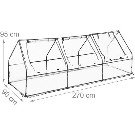 Relaxdays Serre de jardin 3 portes bâche en PVC culture des plantes