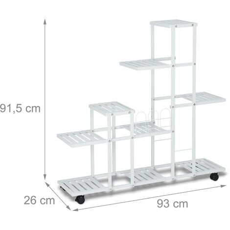 Relaxdays Scaffale Portapiante Con Rotelle 91 5 X 93 X 26 Cm A 9