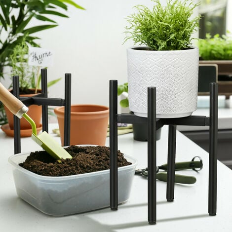 Relaxdays Set 2 Soportes Plantas Ancho Ajustable 26x26 37x37cm