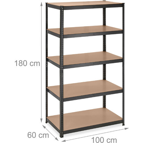 Relaxdays Estantería Metálica Cargas Pesadas 5 Baldas 180 x 100x 60 cm