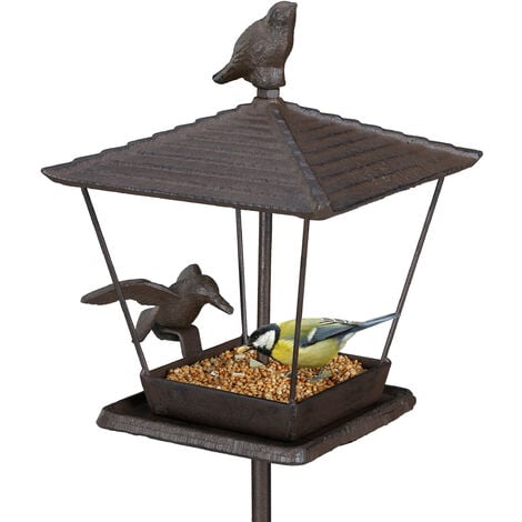 Relaxdays Bird Feeder With Ground Spike Cast Iron Feeding Station