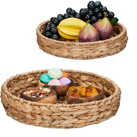 Relaxdays Tray Set Of Round Serving Trays Size Cm