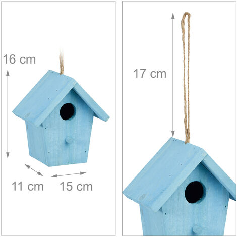 Relaxdays Colorful Deco Birdhouse Wooden Small Bird Feeder Hanging