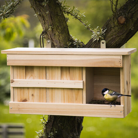 Relaxdays Sparrow Nesting Box Songbirds 3 Nest Chambers Wooden