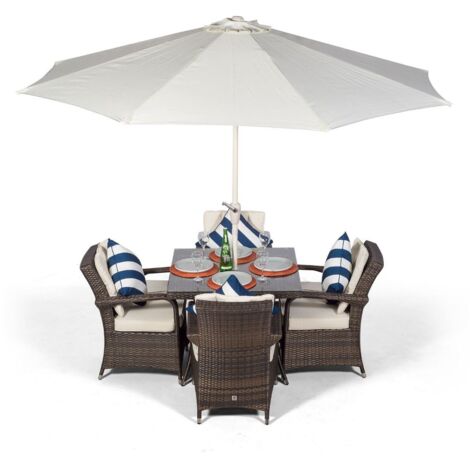 Arizona Square Seater Rattan Patio Dining Set Brown