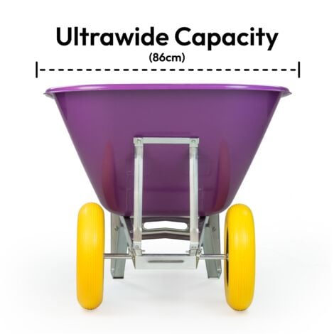 Kct L Xl Heavy Duty Twin Wheelbarrow Purple Yellow Tyres