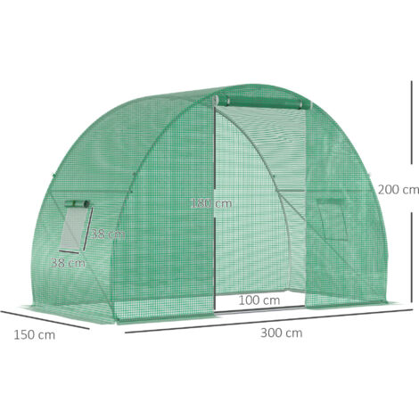Outsunny Serra A Tunnel Per Orto Con Porta Avvolgibile E Finestre X X M