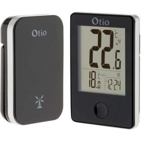 Thermomètre intérieur extérieur sans fil noir écran LCD Otio