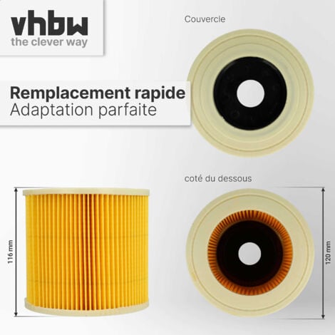 vhbw Lot de 5x filtres à cartouche compatible avec Kärcher A 2524 PT A