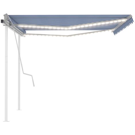 Toldo Retr Ctil Manual Con Luz Led Azul Y Blanco X M