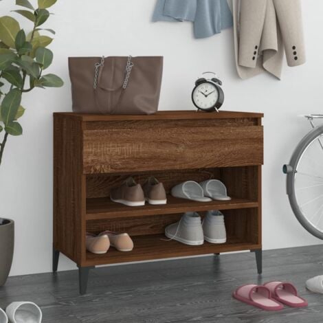 Mueble Zapatero Madera Contrachapada Roble Ahumado X X Cm