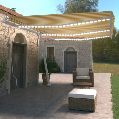 Toldo Manual Retr Ctil Con Led Amarillo Y Blanco X Cm