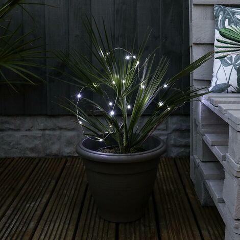 2m Battery Power Outdoor Silver Wire Firefly LED Fairy Lights Garden