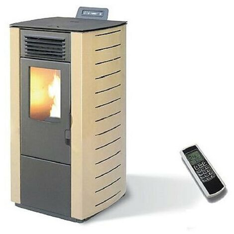 Stufa A Pellet 10 Kw Con Telecomando King 118 Colore Sabbia Made Italy