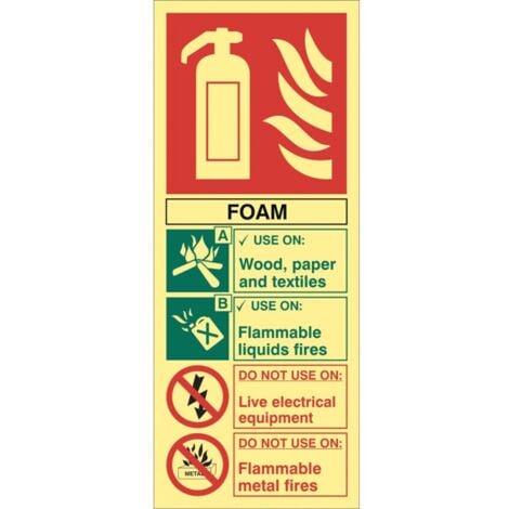 Sitesafe Foam Fire Extinguisher Photoluminescent Rigid Pvc Sign X