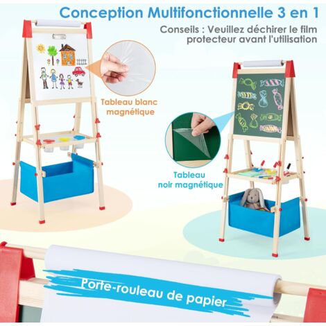 Costway En Tableau Enfant Double Face En Bois Avec Rouleau De