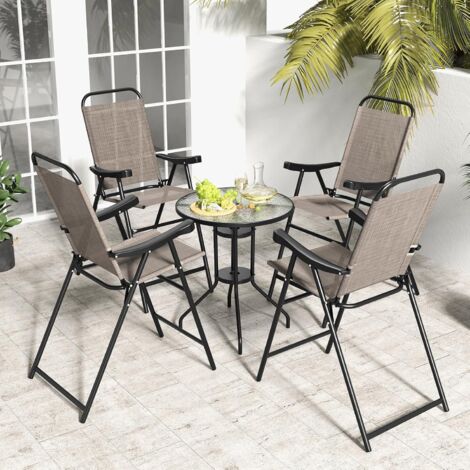 COSTWAY Lot De 2 Chaises De Jardin Pliantes Avec Accoudoirs Chaises D