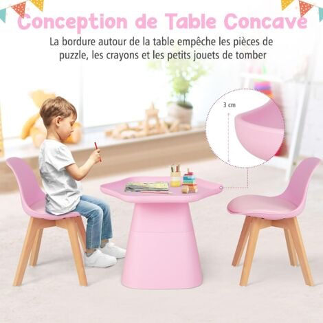 Costway Table Enfant Et Chaises En Bois Avec Dossier Ergonomique