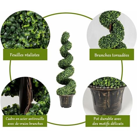 Costway Lot Buis Artificiel En Spirale Cm Plante Artificielle