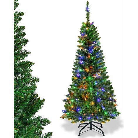 COSTWAY Sapin de Noël Artificiel LED et Longiforme 225 cm avec 350 LED