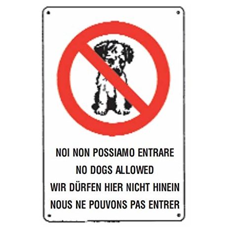 CARTELLO SEGNALETICO DIVIETO DI ACCESSO AI CANI