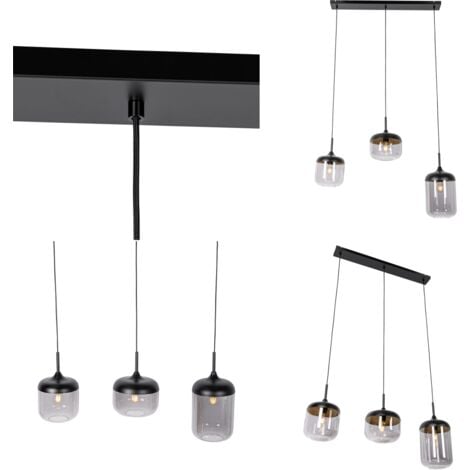 QAZQA kyan Suspension multiples 3 lumière L 102 cm Noir et Or