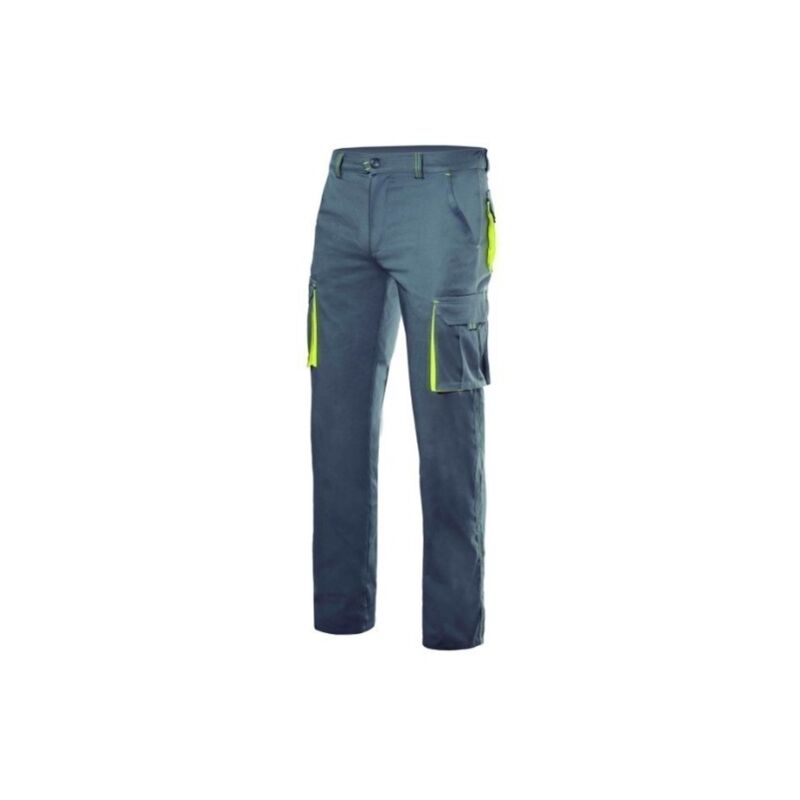 Pantalon Trabajo T Elastico Gris Amarillo Velilla