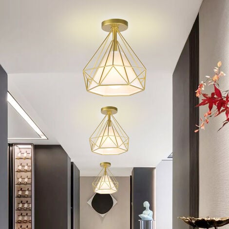 Moderne Plafonnier Cage Forme Diamant E27 25cm Lustre Suspension