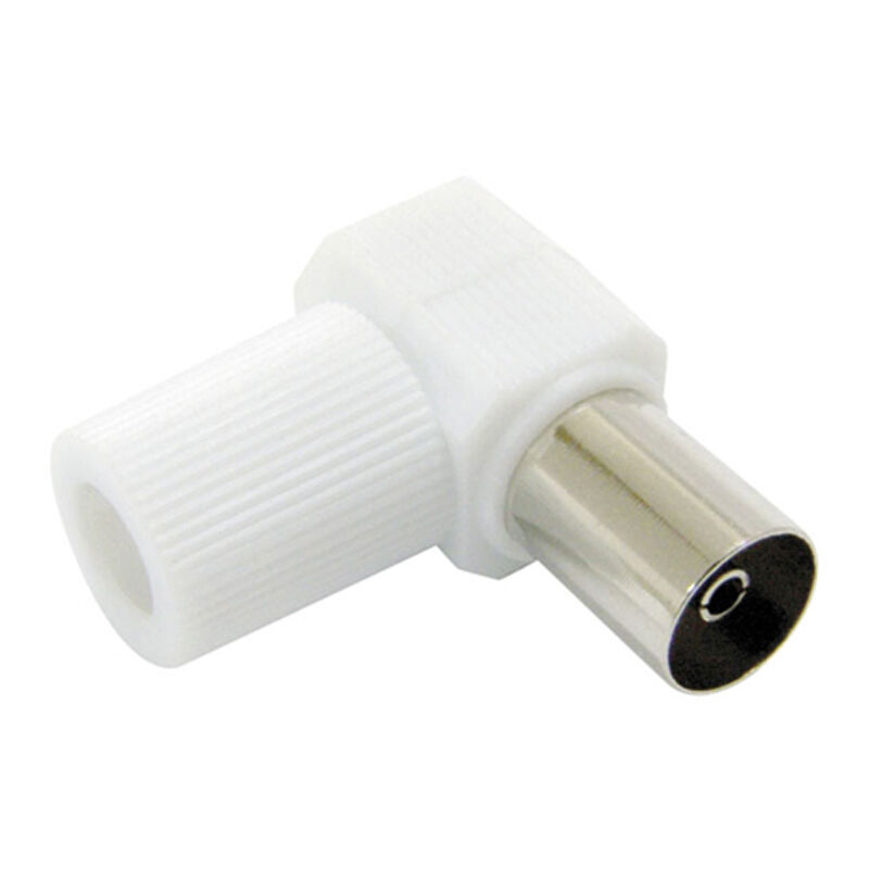 Conector Tv Hembra Acodado Blanco