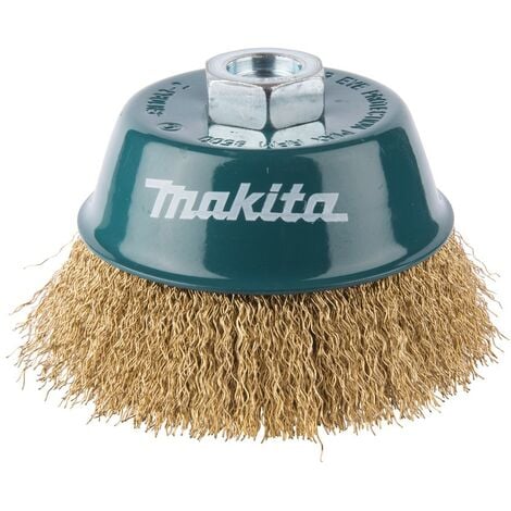 Brosse boisseau à fils acier laitonés et ondulés M14 Ø 100mm Makita D 39805