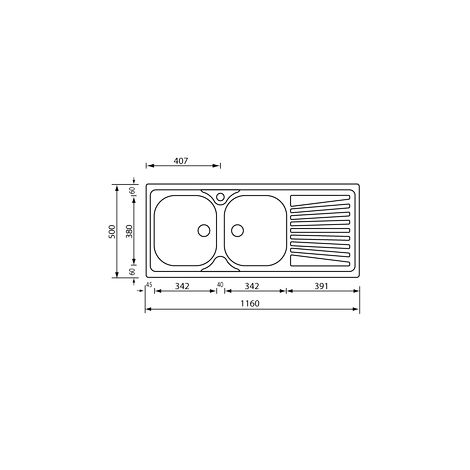 Lavello MONDIAL 116x50 2 Vasche Sinistre Gocciolatoio ACCIAIO INOX