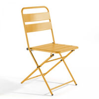 Lot de 2 chaises de jardin pliantes en métal jaune Palavas