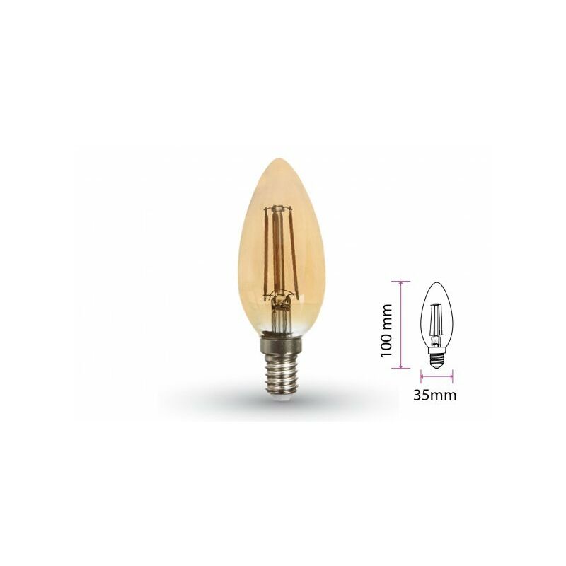 Lampada Filo Led A Filamento E14 C35 4W 35W Bianco Caldo 2200K Amber